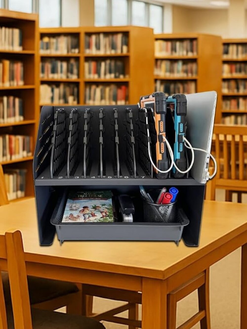 10-Device Laptop & Tablet Charging Station with 6 AC & 4 USB